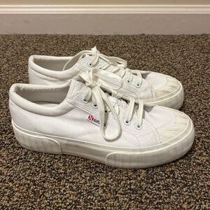 2631 stripe platform sneaker Superga white